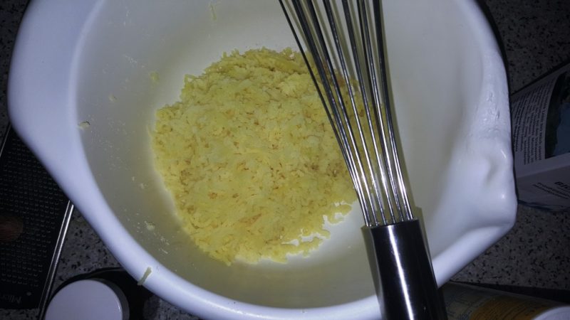 "Kartoffelschnee": die durch die Presse gedrückten gekochten Kartoffeln