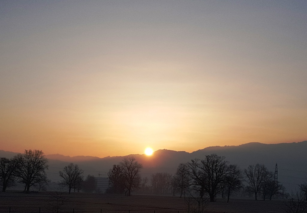Sonnenaufgang Bregenzer Wald heute Morgen